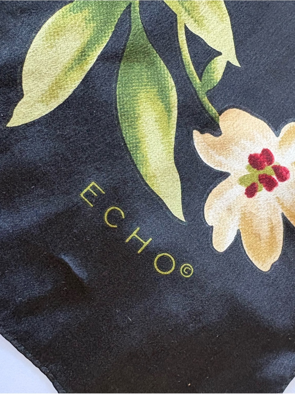 Echo Black Pink Vibrant Bold Floral Boho Garden Silk Scarf 12*52 Career Preppy - Picture 2 of 9